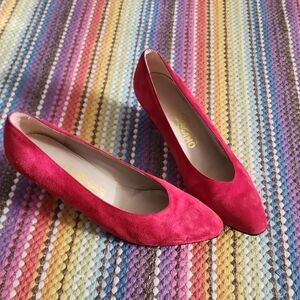 Ferragamo Red Suede Pumps Size 8.5 B